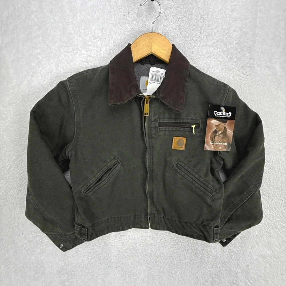 Carhartt Detroit Jacket Fleece Lined Youth Medium (8) YYJ97 MOS Green‎ NWT NOS